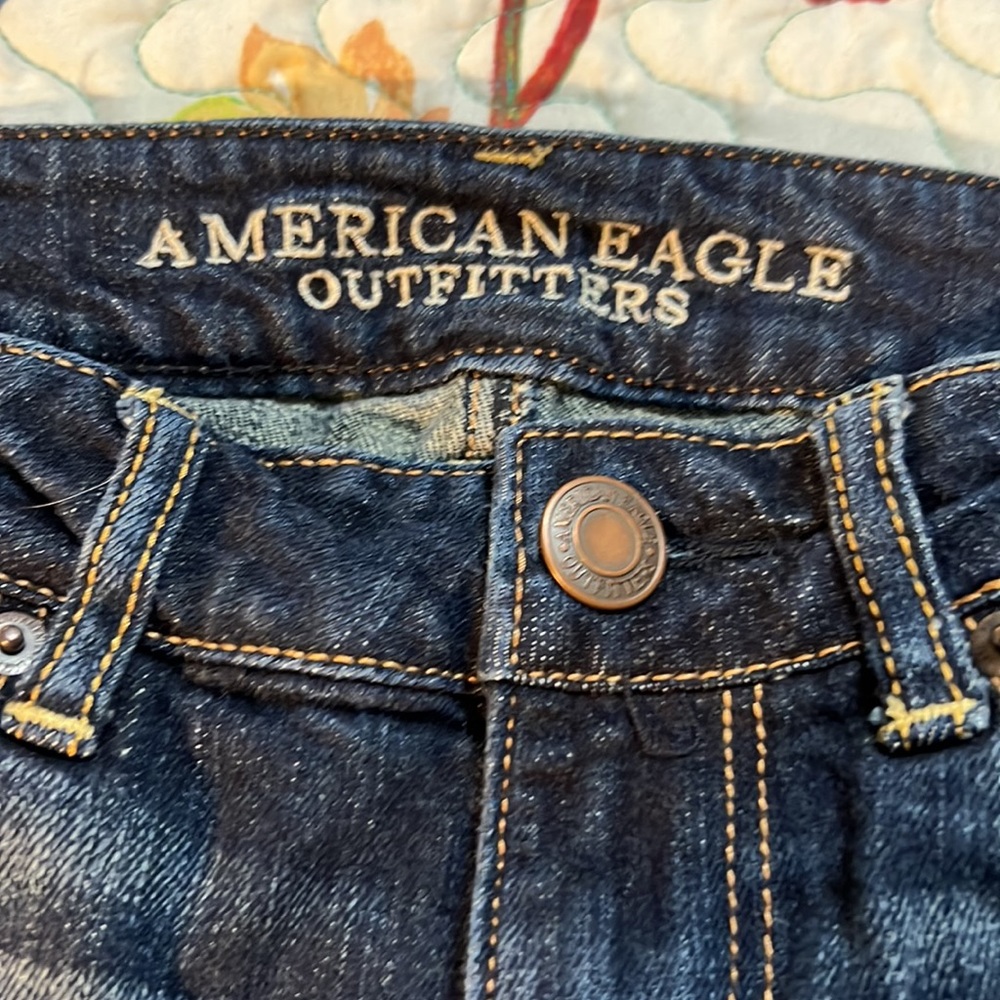 American Eagle Denim Braided Leather Trim Short size 4 - Picture 2 of 8